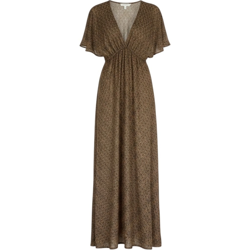NWT Elif for Jordan Taylor Bronze Metallic Knit Maxi Dress Cover Up V-Neck Med